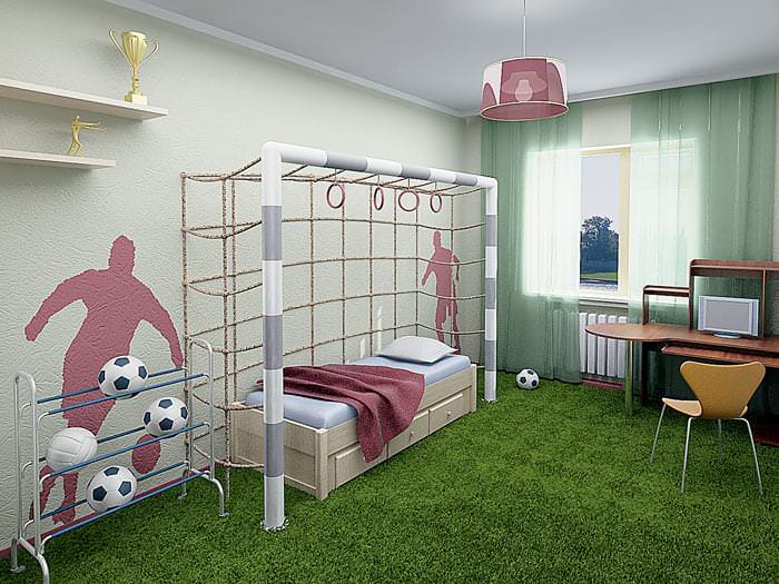 Детская комната в спортивном стиле для мальчика 