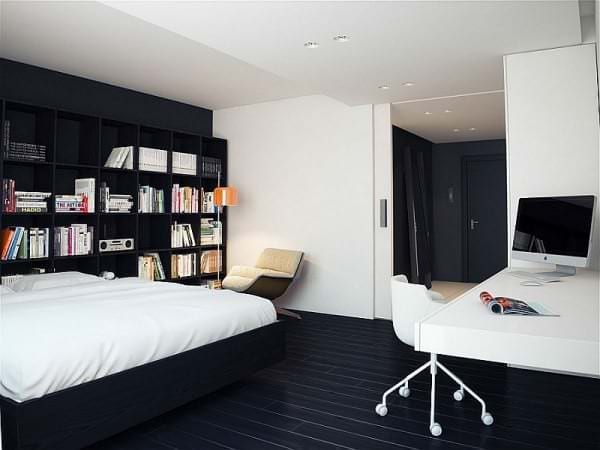 Стены в минималистичной спальне – от штукатурки и вагонки до обоев