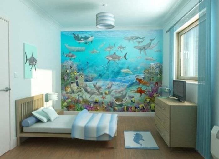 Фото тематических обоев для оформления стены в детской комнате для мальчика 