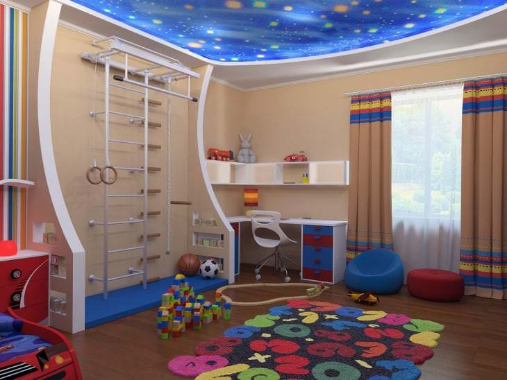 Детская комната со свпортивным уголком для мальчика 