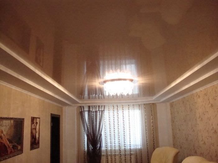 Минусы выбора натяжного потолка холодного темного оттенка для гостиной