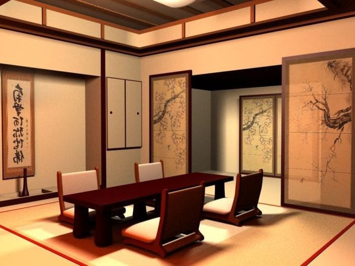 яркий интерьере квартиры в японском стиле
