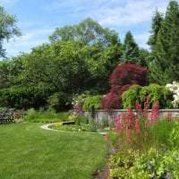 красивый ландшафтный декор сада в английском стиле с цветами картинка