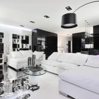 шикарный стиль гостиной в черно белом цвете картинка