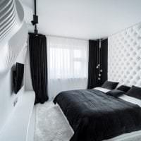 яркий декор гостиной в черно белом цвете фото