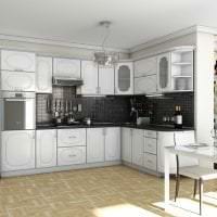 красивый дизайн белой кухни с оттенком желтого фото