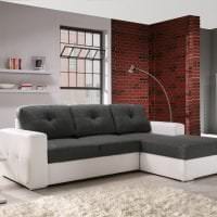 кожаный угловой диван в дизайне квартиры картинка