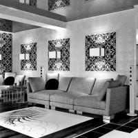 красивый дизайн спальни в черно белом цвете фото
