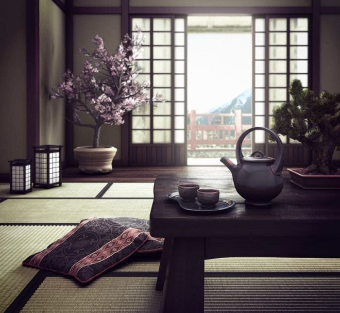 красивый стиль коридора в японском стиле