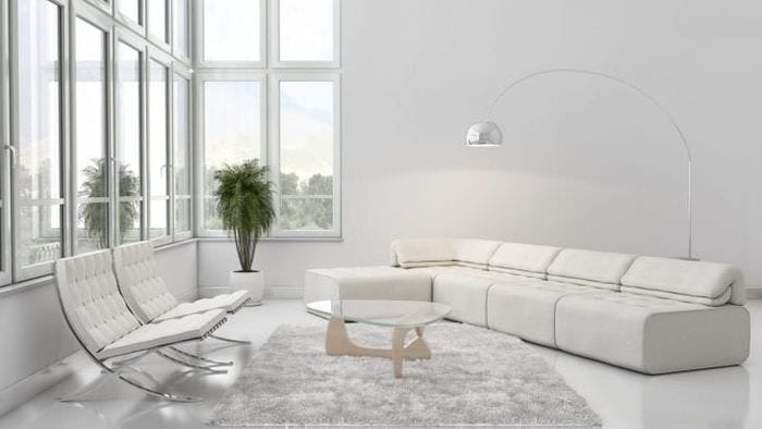 красивый дизайн комнаты в белых тонах