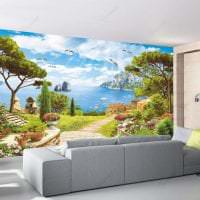 фрески в интерьере кухни с рисунком пейзажа фото