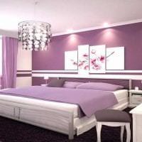 яркий интерьер спальни в фиолетовом цвете картинка