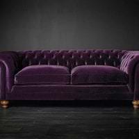 темный фиолетовый диван в интерьере коридора картинка