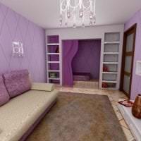 светлый интерьер квартиры в фиолетовом цвете фото