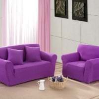 светлый фиолетовый диван в дизайне квартиры картинка