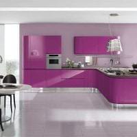 красивый декор кухни в фиолетовом оттенке фото