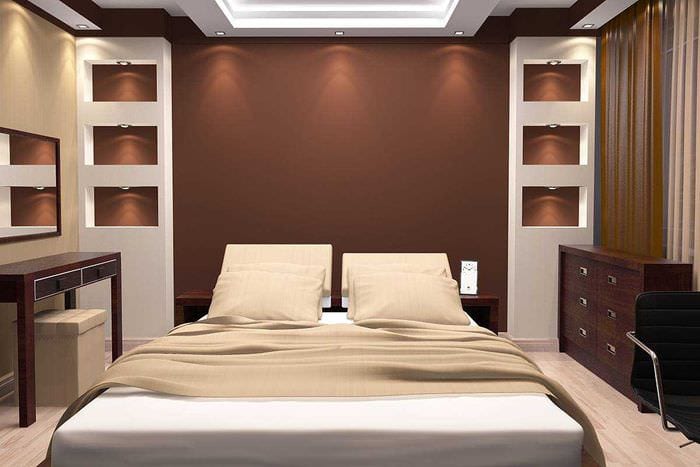 сочетание ярких тонов в дизайне спальни