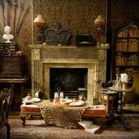 темный декор гостиной в викторианском стиле фото