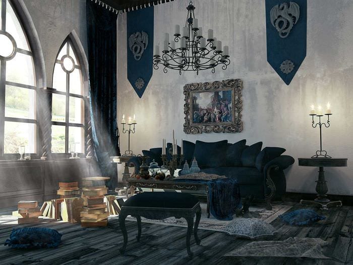 яркий стиль комнаты в готическом стиле