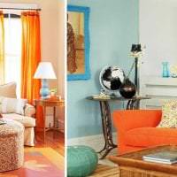 сочетание темного оранжевого в декоре спальни с другими цветами фото