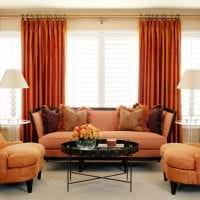 сочетание темного оранжевого в дизайне комнаты с другими цветами фото