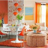 сочетание темного оранжевого в стиле гостиной с другими цветами картинка