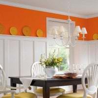 сочетание темного оранжевого в дизайне гостиной с другими цветами картинка