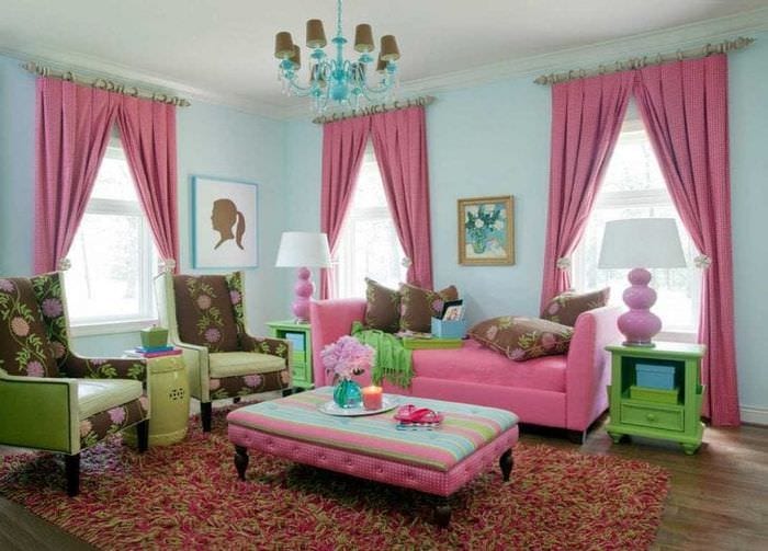 сочетание темного розового в стиле дома с другими цветами
