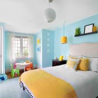 светлый стиль спальни в голубом цвете фото