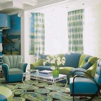 яркий декор комнаты в голубом цвете фото