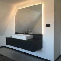 идея необычного интерьера белой ванной комнаты фото