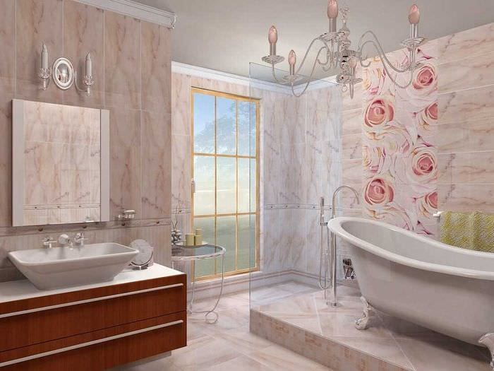 вариант красивого стиля ванной комнаты