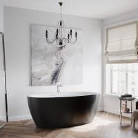 идея необычного интерьера белой ванной фото