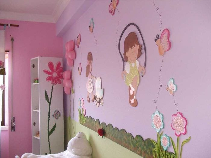 вариант цветной дизайна комнаты для девочки