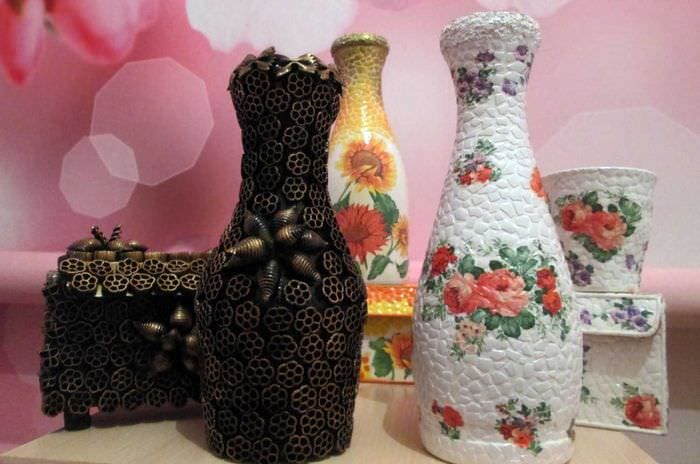 идея оригинального декорирования напольной вазы