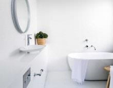 идея красивого дизайна белой ванной комнаты фото