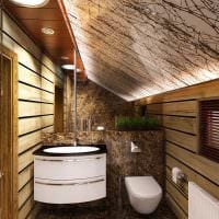 вариант современного интерьера ванной в деревянном доме фото