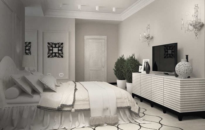 идея современного стиля белой спальни