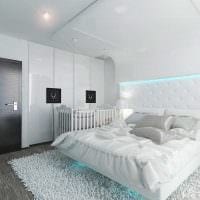 идея современного дизайна белой спальни картинка
