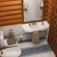 идея красивого дизайна ванной в деревянном доме картинка