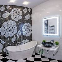 вариант необычного стиля ванной комнаты в черно-белых тонах картинка