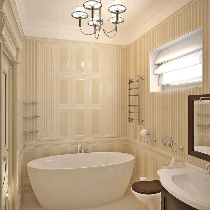 идея необычного интерьера ванной комнаты в классическом стиле