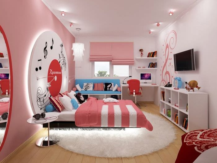 вариант светлого дизайна детской комнаты для девочки