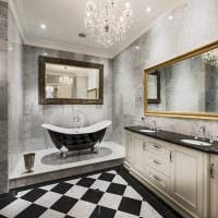 вариант яркого стиля ванной комнаты в черно-белых тонах картинка