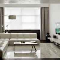 пример необычного декора гостиной комнаты в стиле минимализм фото