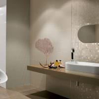 пример яркого интерьера ванной в бежевом цвете картинка