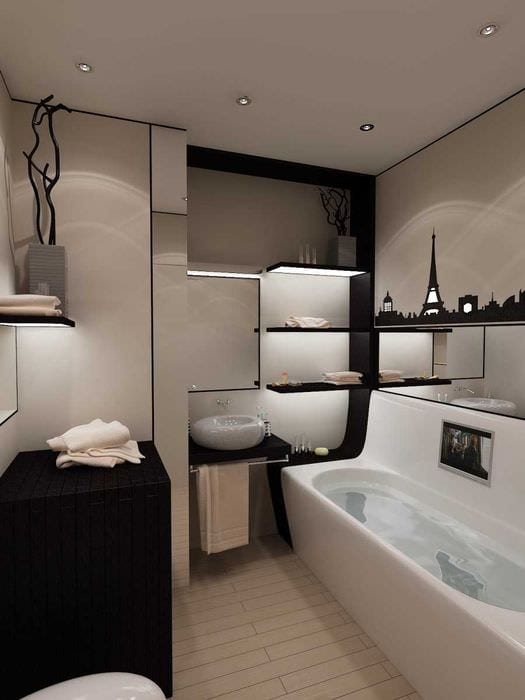 вариант современного дизайна ванной комнаты 3 кв.м
