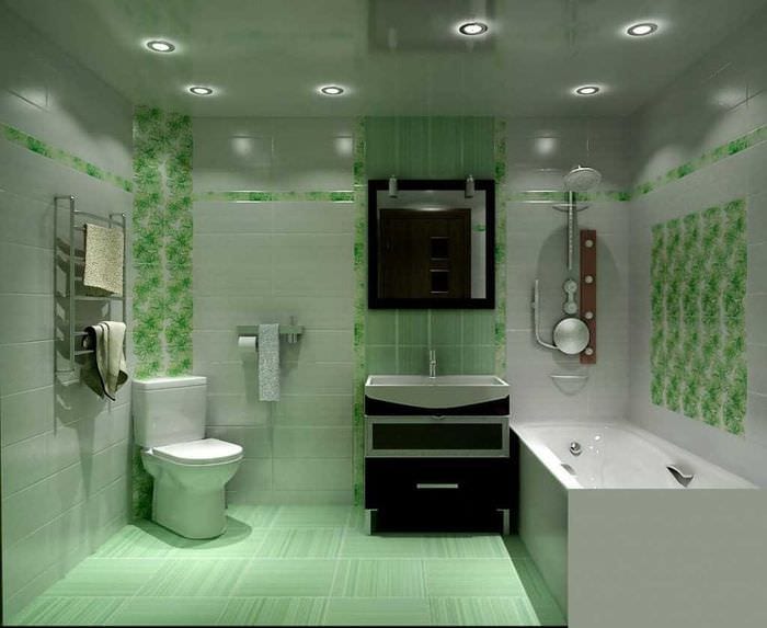 вариант необычного интерьера большой ванной комнаты