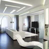 пример светлого интерьера гостиной комнаты в стиле минимализм фото
