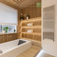 идея красивого интерьера большой ванной комнаты фото
